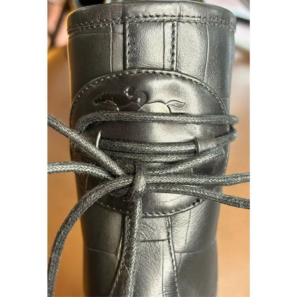 Longchamp Black Croc Print Bootie NWOB Size 38/ US 7 1/2